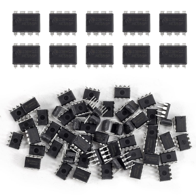 60pcs NE555 Timer IC Instruments NE555P IC Single Precision Timer 8-Pin DIP Sockets