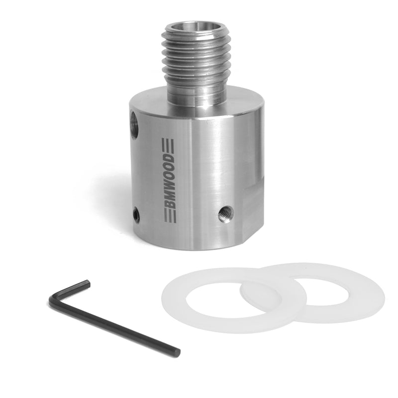 M33X3.5 Female to 1-1/4" x 8TPI Male Thread Adaptor, Woodworking Lathe Headstock Spindle Adaptor with Two Nylon Washers. M33X3.5 Female to 1-1/4" x 8TPI Male
