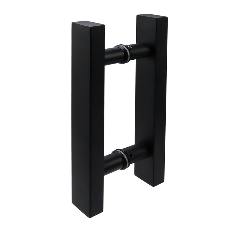 T Tulead Double Sided Push Pull Handles Sliding Door Hardware Barn Door Glass Door Handles Black 7-Inch Hole Centers