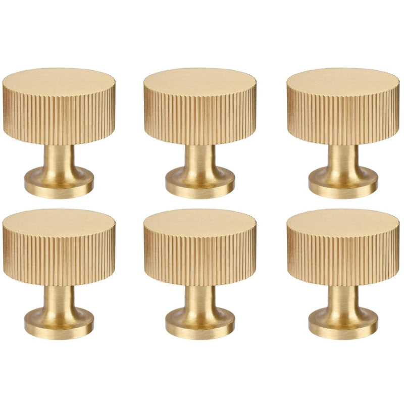 RZDEAL 6pcs Solid Brass Cabinet Knobs Pulls Cabinet Drawer Dresser Gold Knobs Modern Handles Knobs(1"x1"/25mmx25mm),Brushed Brass Finish 6 1 Inch