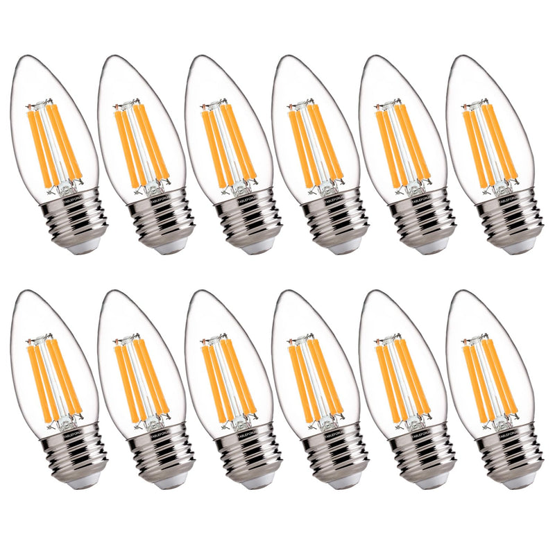 FLSNT 100W Equivalent LED Candelabra Bulbs, 800LM Dimmable LED Chandelier Light Bulbs, 2700K Soft White, E26 Base, 12 Pack UL,CA65 Listed. 100w Soft White 12 Count (Pack of 1)