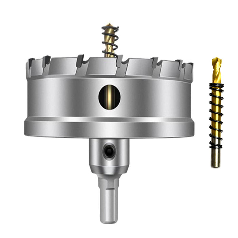ASNOMY Tungsten Carbide Tipped Hole Saw Drill Bit for Hard Metal, 3-7/8 Inch T.C.T Hole Saw Cutter with 2pcs Titanium-Plated Pilot Drill bit for Metal, Steel, Iron, Wood, Plastic 98mm | 3-7/8''