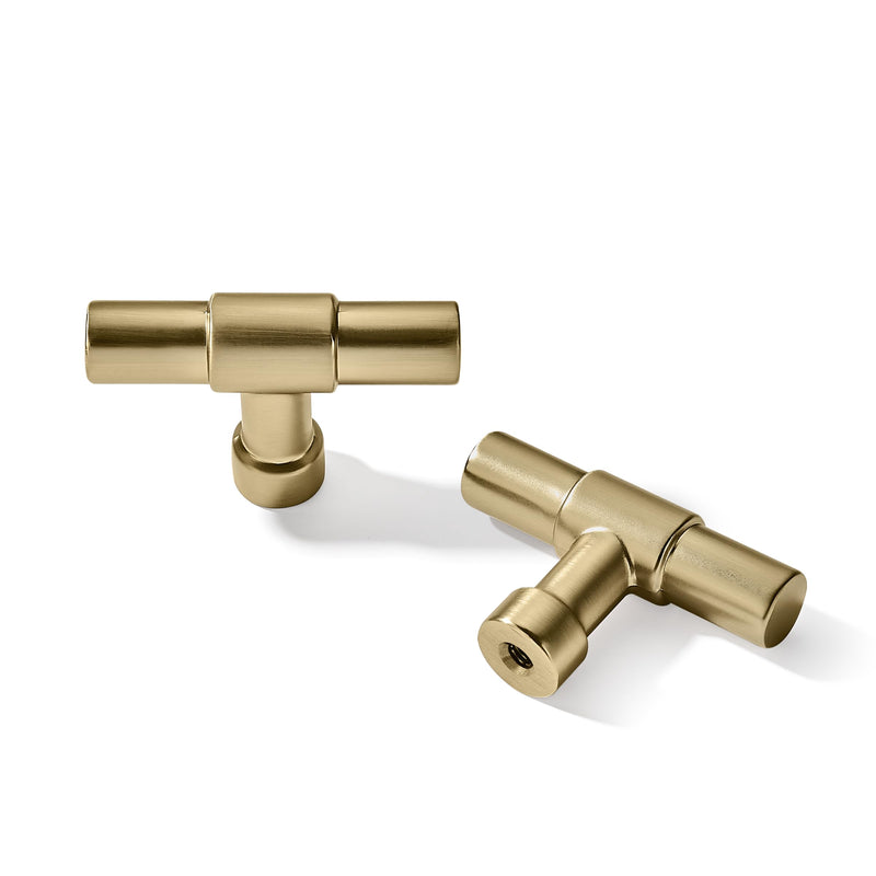 khtumeware 10 Pack Cabinet Knobs - Brushed Brass, 2 Inch(51mm) Heavy Duty Zinc Drawer Pulls for Kitchen & Dresser Drawers