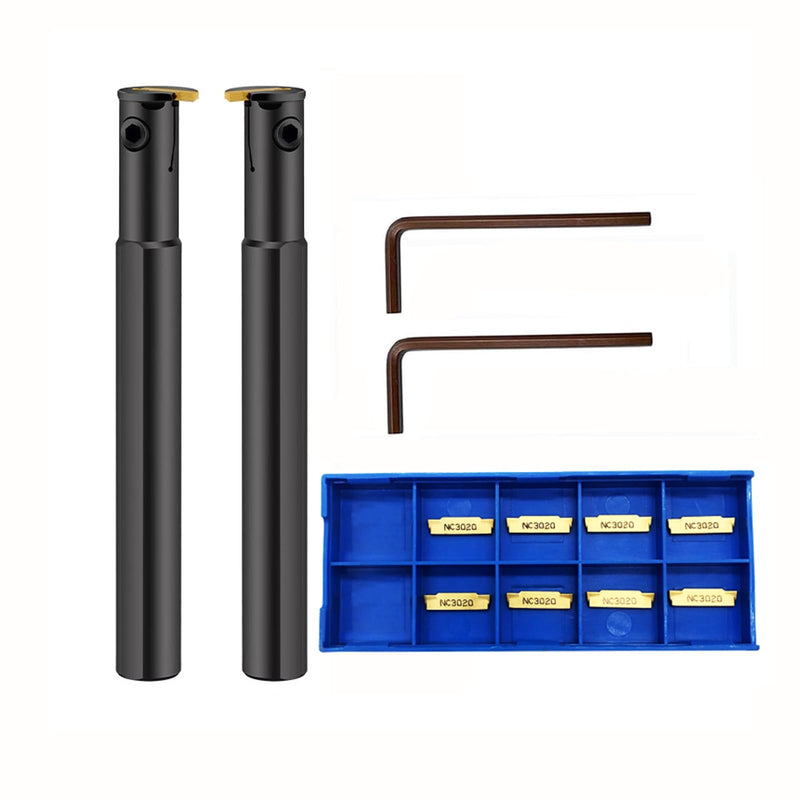 5/8 ", 3/8" MGEHR/L MGIVR/L Lathe Grooving Cut-Off Parting Tool Holder with MGMN150/200 Carbide Grooving Inserts for Steel (2pcs 5/8 Grooving Holders with 10pcs mgmn150 Inserts) 2pcs 5/8 grooving holders with 10pcs mgmn150 inserts - NewNest Australia