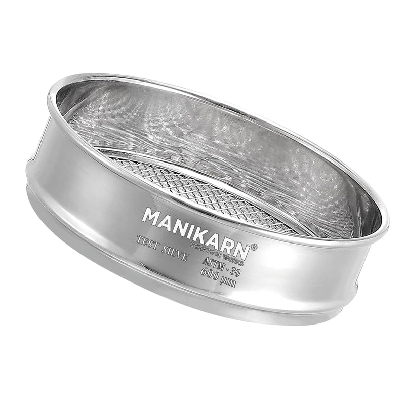 Test Sieve 8 Inch (200mm) – 600 Micron Mesh, ASTM No. 30 – Grade 304 Stainless Steel Frame & Mesh – Laboratory Sieve for Soil, Sand, and Particle Size Analysis 30 Mesh (600 micron)