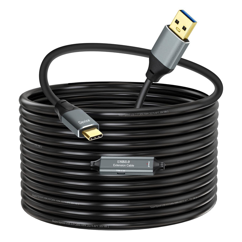 USB 3.0 A to C Data Transmission Cable 20ft, 5Gbps Super Speed USB 3.0 Cable Compatible with VR,Xbox,Laptop,Camera,Docking Station,SSD and More USB 3.0 A to C Cable Black