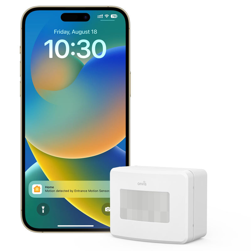 Onvis Smart Motion Sensor, Wireless Hygrometer, Thermometer, Works with Apple HomeKit, Smart Home Automation, PIR Motion Detector-Thread ((iOS 17.4 and Above is Required) white
