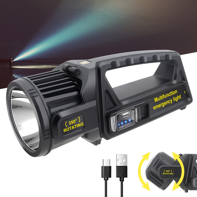 Spotlight 3000000 Lumens, 9 Modes Rechargeable Led Spotlight Flashlight with 350° Rotate Head, Super Bright Spot Lights Outdoor Handheld, IPX6 Waterproof Solar Flashlight As Seen on TV, XX-Large