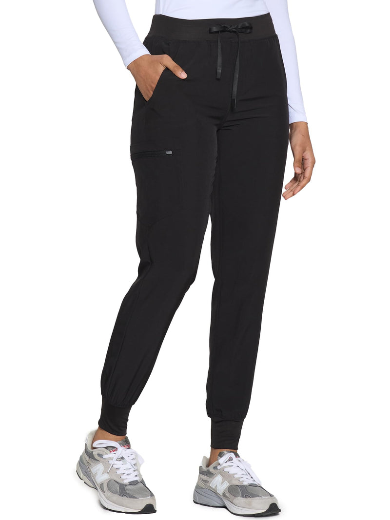 COZYFIT Womens Scrub Pants - Soft Stretch Yoga Style with 5 Pockets, Slim Fit Jogger Scrubs Pants for Women Medium Black