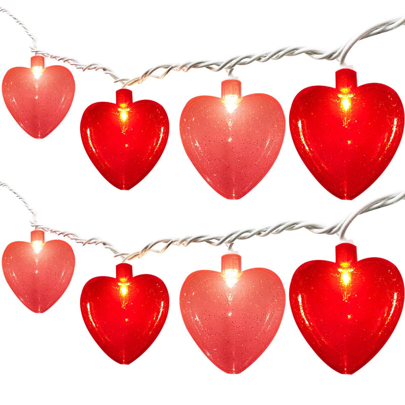 Valentine's Day Decor 8.5Ft Heart Fairy String Lights with 10 Red Pink 3D Heart Lights, Plug in Valentine's Day Love Heart String Lights for Indoor Outdoor Patio Wedding Anniversary Party Decorations Red Pink Heart Lights 8.5 Ft