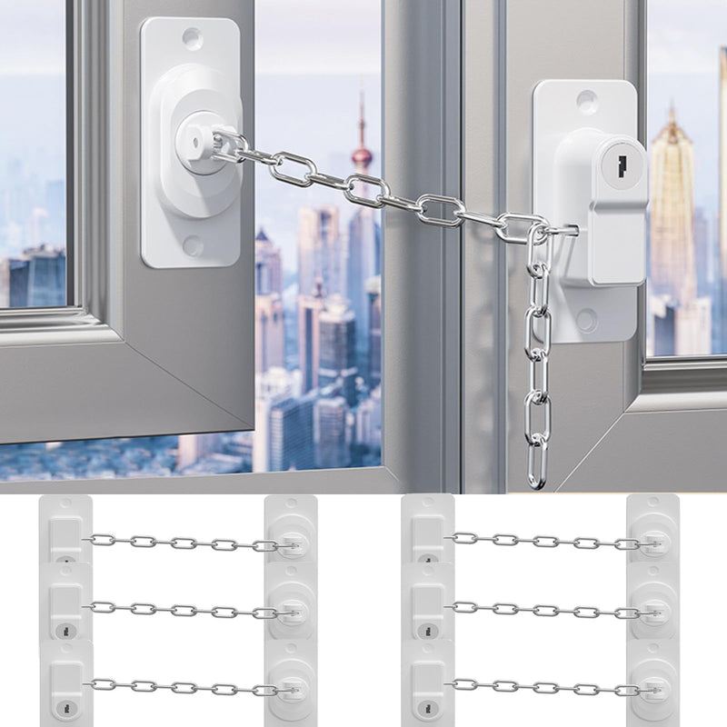 CMINGJ (6 Pack) Child Safety Locks, Adjustable Refrigerator Lock with Keys, for Fridge, Door, Drawers, Toilet and Child Safety Cabinet Lock, door lock, window lock for Kids and Toddlers (White) 6 pack