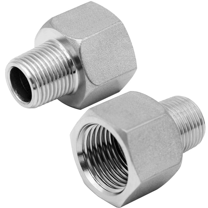 Beduan Stainless Steel NPT Reducer Adapter 3/4 Female to 1/2 Male Threaded Reducing Pipe Fittings Adaptor(Pack of 2) 3/4 FPT to 1/2 MPT