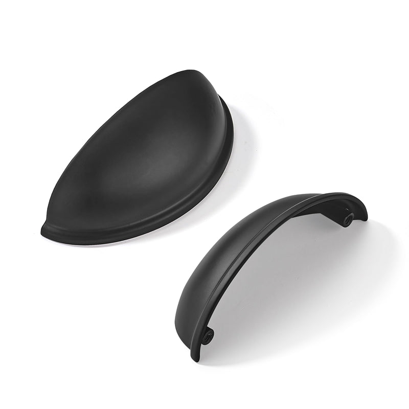 khtumeware 10 Pack 2-1/2" Drawer Pulls Matte Black Cabinet Cup Pulls Kitchen Hardware Cabinet Handles Drawer Handles Knobs 2.5 inch Hole Center 2-1/2 inch Hole Center