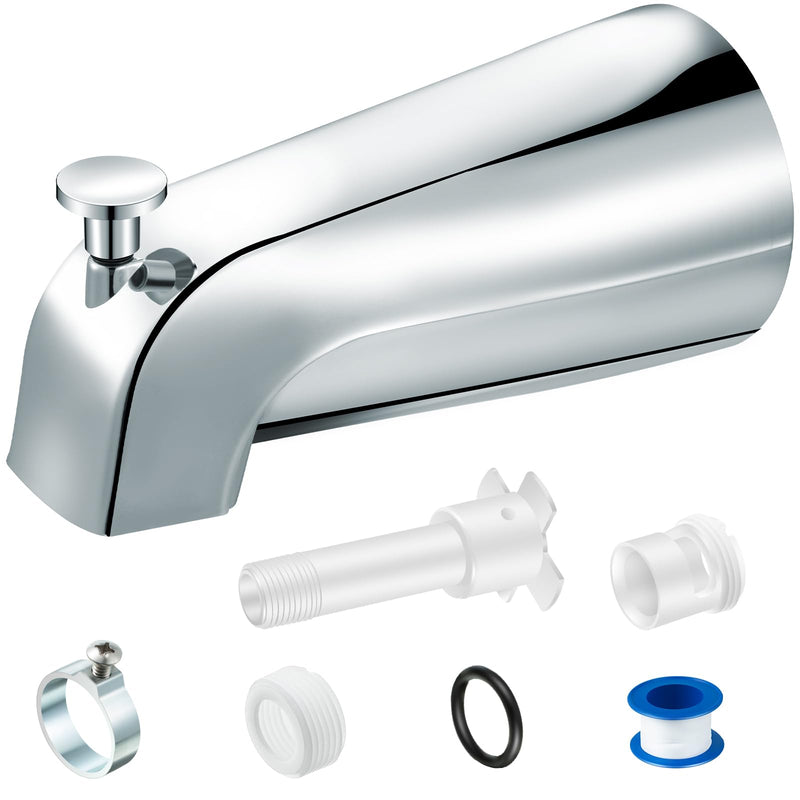 Enhon Tub Spout with Diverter, Universal Fits 1/2'' Copper Pipe, 1/2'' IPS and 3/4'' IPS, Bathroom Bathtub Tub Faucet Replacement with Adapters (Chrome) Chrome