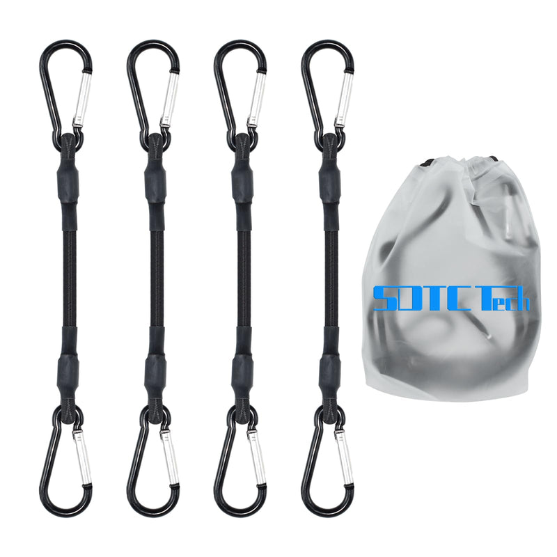 SDTC Tech 8IN Mini Short Bungee Cords with Carabiner Hooks Heavy Duty Elastic Tie Downs Straps for Tent, Bike, Kayak, Luggage (4-Pack) 8INCH-4PCS