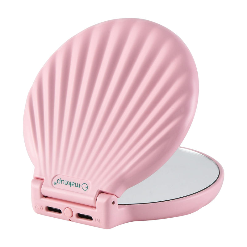 Compact Makeup Mirror with Lights - 3.5" Portable, 2-Sided, Lightweight & Shatterproof, Folding Magnifying Mirror 2X/10X, Small Gift for Women Pink