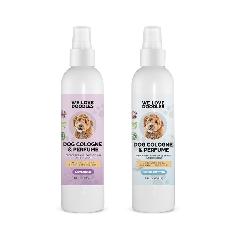 We Love Doodles Dog Cologne & Perfume, (Lavender and Fresh Cotton) Bundle - Deodorizing, Organic, Made In USA - Long Lasting After Bath Deodorant - Freshener For Smelly Dogs - Odor Eliminator Spray - PawsPlanet Australia