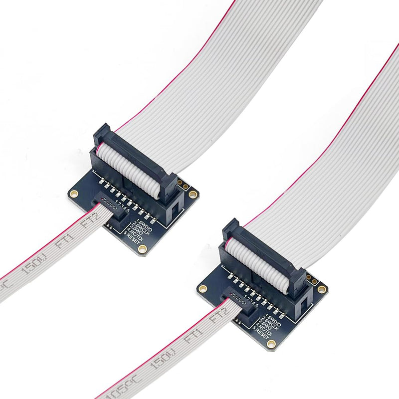 JTAG (2x10 2.54mm) to SWD (2x5 1.27mm) Adapter Board Breakout Board Jtag Debug Board with IDC Ribbon Connector Flat Ribbon Cable Female to Female Length 200mm/7.87in JTAG (2x10 2.54mm) to SWD (2x5 1.27mm)