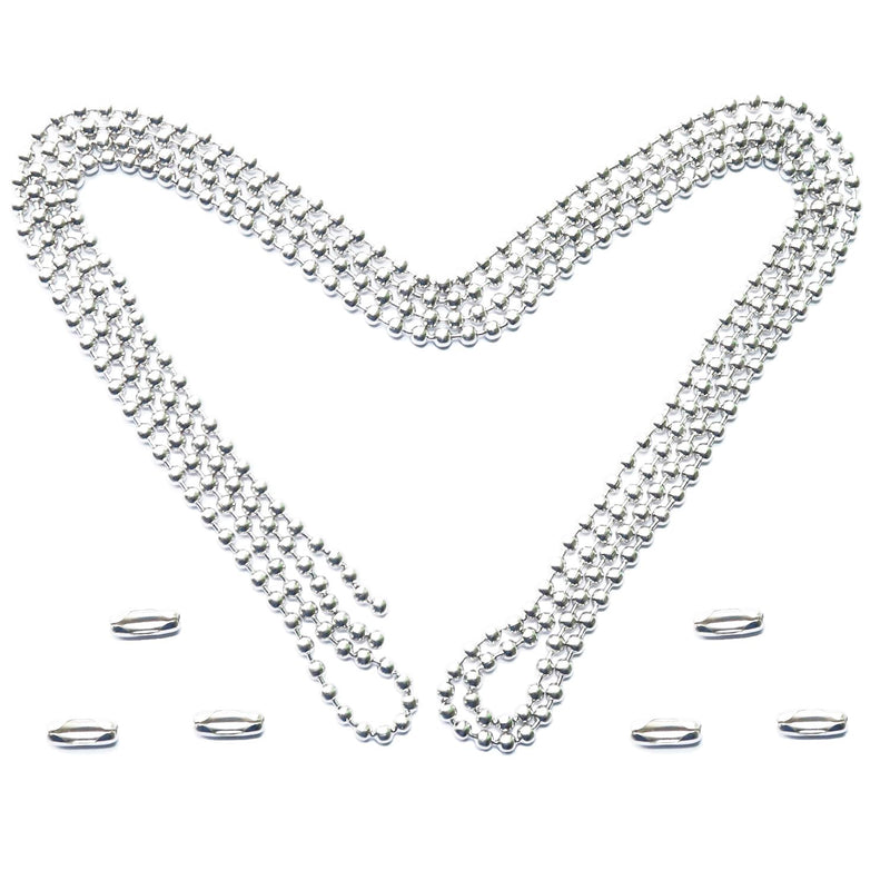 Ceiling Fan Pull Chain, 60 Inch Pull Chain Extension for Ceiling Fans and Light Fixture, Rust Proof Stainless Steel Ball Chain with Matching Connectors (3mm Diameter, Silver) 60inch