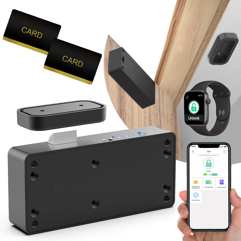 Eseesmart Smart Cabinet Lock, Hidden RFID Keyless Electronic Bluetooth Drawer Locks, Baby Proofing Child Safety Cabinet Locks for Liquor Cabinet Locker Drawer Cupboard Desk Dresser Adults Black