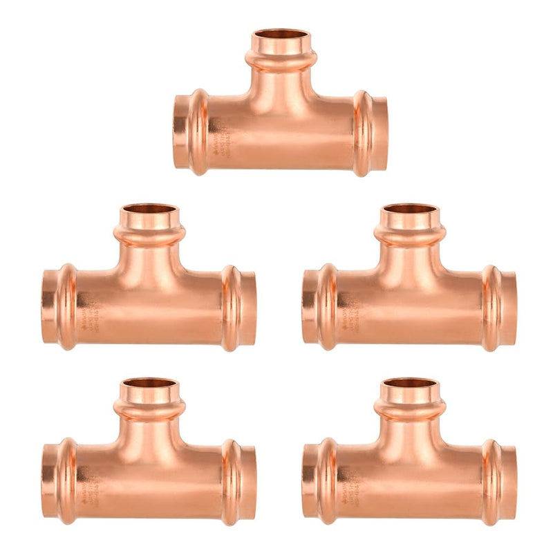 5Pcs EFIELD 1"x 1"x 3/4"Copper Press Fit Reducing Tee(PRESS010-5) 1" X 1"X 3/4" 5