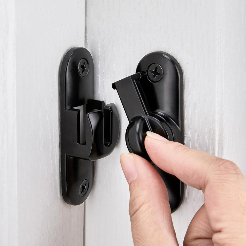 Black Barn Door Latches,90/180 Degree Gate Lock,Flip Gate Latches Hardware,Zinc Alloy Right Angle Door Lock Latch,Door Security Sliding Door Latch Lock for Cabinets,Bathroom. Black_1 Pack