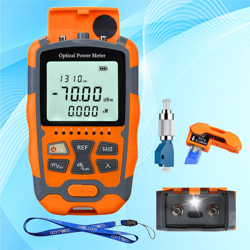 Xunsomten- Portable Optical Fiber Power Meter & Visual Fault Locator, 1pc | Fiber Optic Tester 4 in 1, OPM & VFL-10 & LED Lighting & RJ45 Tester, Range: (-70) dBm ~ (+10) dBm