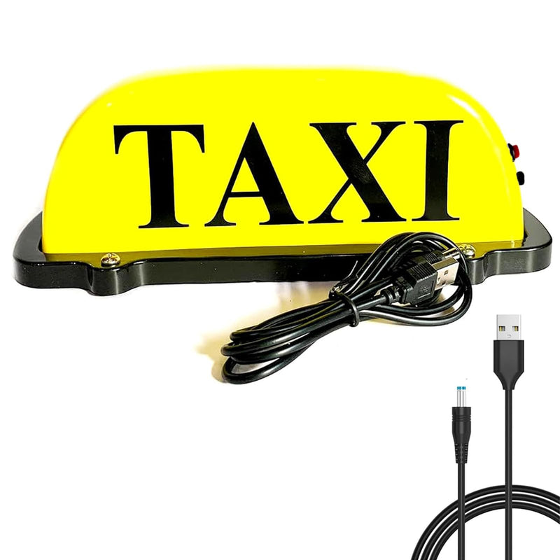 USB Rechargeable LED Car TAXI Sign Top Light Yellow Shell Dome Light With Magnet Base Taxi Light Waterproof Push Button Red Switch