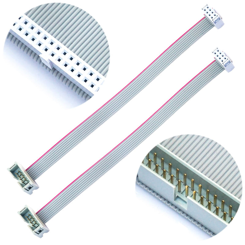 Keszoox 2.54mm IDC Flat Ribbon Cable with FC 6/8/10/14/16/20/26/30/34/40P Dual Row IDC IDE Connector Socket, FC 8-Pin Male to Female IDE Extension Cable 30cm 3PCS (FM8-30cm-3Pcs) FC-8P