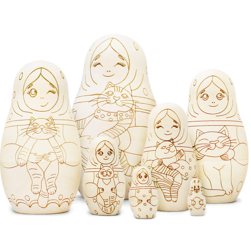 Matryoshka Unfinished Wood Crafts DIY Projects Unpainted Nesting Dolls, Blank Nesting Dolls Wooden Matryoshka for Activities Birthday Gift DIY Enthusiasts