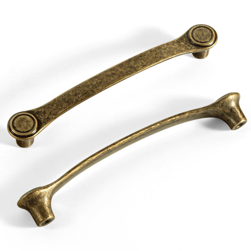 Goo-Ki 5''(128mm) Hole Centers Antique Brass Cabinet Pulls,Casual Luxury Solid Zinc Cabinet Handles for Drawer,Cupboard, Wardrobe,6 Pack 5'' Hole Centers