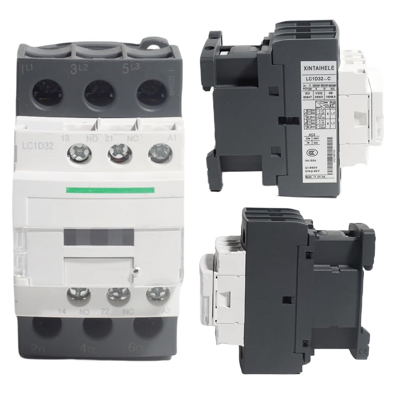 AC Contactor 3 Pole 30A Motor Contactor 110 120V Coil Normally Open1NO1NC 50-60HZ DIN Rail Mount Contactor Switch