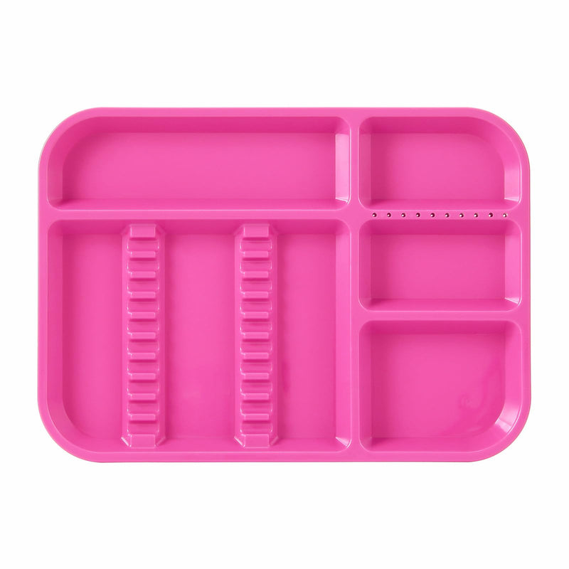 JMU Dental Instrument Trays Autoclavable Plastic Divided Separate Trays 13.25" x 9.75" Size B, Dental Setup Trays, Pink 1