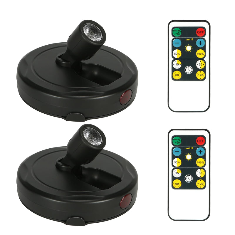Wireless Spotlight Battery Operated, LED Display Puck Lights, Dimmable Accent Lighting with Remote, Stick on Uplight for Picture Tree Painting Gallery Portrait Dartboard Art Photo Plants Pure Black - NewNest Australia