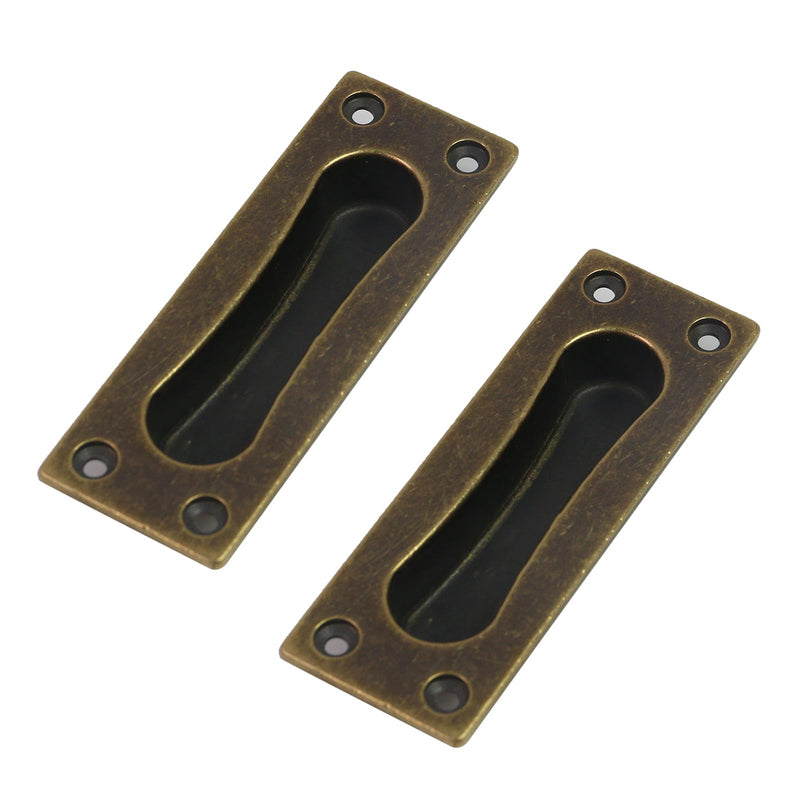 2 Pcs Door Edge Pull,Antique Recessed Finger Pulls for Sliding Door,Cabinet Drawer Closet Door Pulls Handles