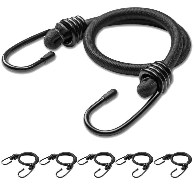 18inch Bungee Cords with Hooks,6Pcs Heavy Duty Extra Strong Outdoor Elastic Rope,Multi-Purpose Elastic Bungee Straps for Luggage,Camping,Tarps,Bike Rack,Outdoor Tent,Weatherproof（Black） 18inch Black