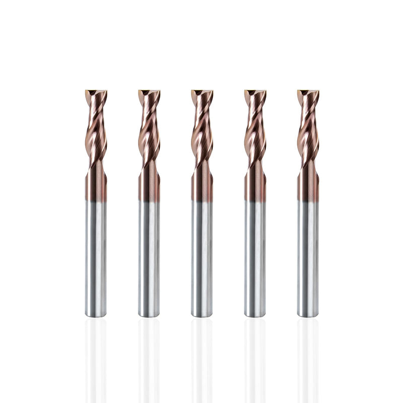 NZ 1/4" 2-Flute Square End Mill, CNC Milling Bits TiSiN-Coated Carbide (HRC55) for Hardened Steel, Ti Alloy, Alloy Steel & Cast Iron | 5-Pack 1/4 inch