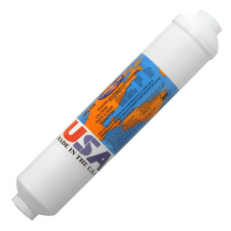 IPW Industries Inc, K2567-JJ Inline Water Filter for Refrigerator, Ice Maker & Reverse Osmosis System, 10" GAC KDF-55 Inline Filter 1/4" Quick Connect Single