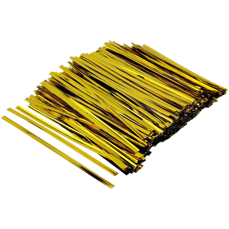 400 Pcs Metal Twist Ties 4 Inches Twist Straps for Bread Bags Candy Bags Snack Bags Halloween Party Cake Favor (Gold) Gold 400