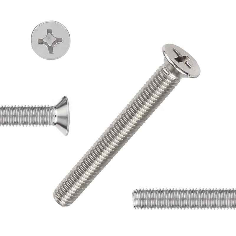 QISHENG 100 PCS #10-24X2 Stainless Steel Phillips Flat Head Machine Screws,DIY,Repair,Install Furniture and Electrical Appliances Screws,Stainless Steel 18-8 A2(304) Screw,Home Screw #10-24X2" Colorless
