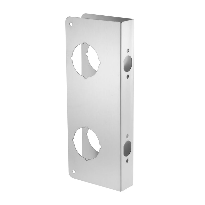 Lock and Door Reinforcer Plate, Reinforce and Repair Doors, Add Extra Security to Your Home, Latch/Deadbolt Cover Plate 2-3/8 in Backset, 1-3/4 in Thickness, Stainless Steel Door Guard DH-60-45 Satin Nickel