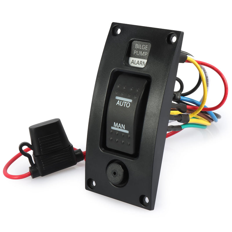 ASOOLL 12-24v Bilge Pump Alarm Control Panel,Bilge Pump Yacht Deck Cleaning Control Panel, Circuit Breaker Deck Cleaning Control Panel for Boat Yacht