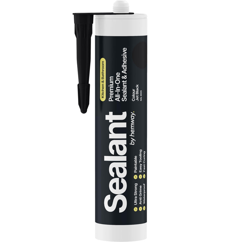 Jet Black Kitchen Bathroom Hybrid Polymer Sealant Adhesive 13.1oz All in One Waterproof Weatherproof Joint Paintable Indoor Outdoor Bath Shower Sink Window Board Door RV Roof Wood Leak - 1 Pack Jet Black