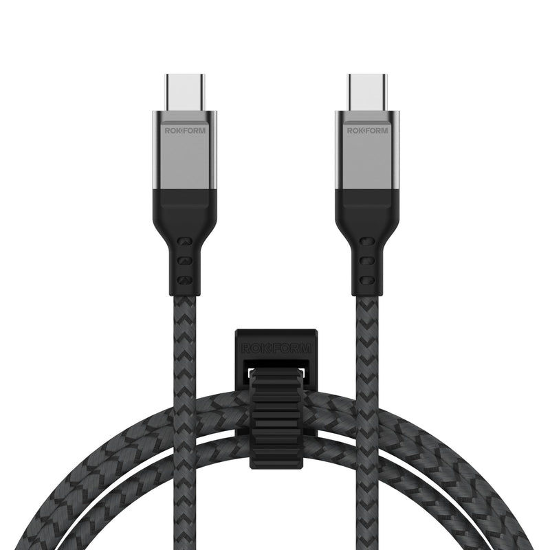 Rokform - PowerTrip 100W USB-C Charging Cable, 2m (6.6 ft), Fast Charging Braided Cable, 5,000 Bend Tested, for iPhone 15s, Galaxy S23s, or Any USB C Compatible Device (Black and Grey) 6.6ft