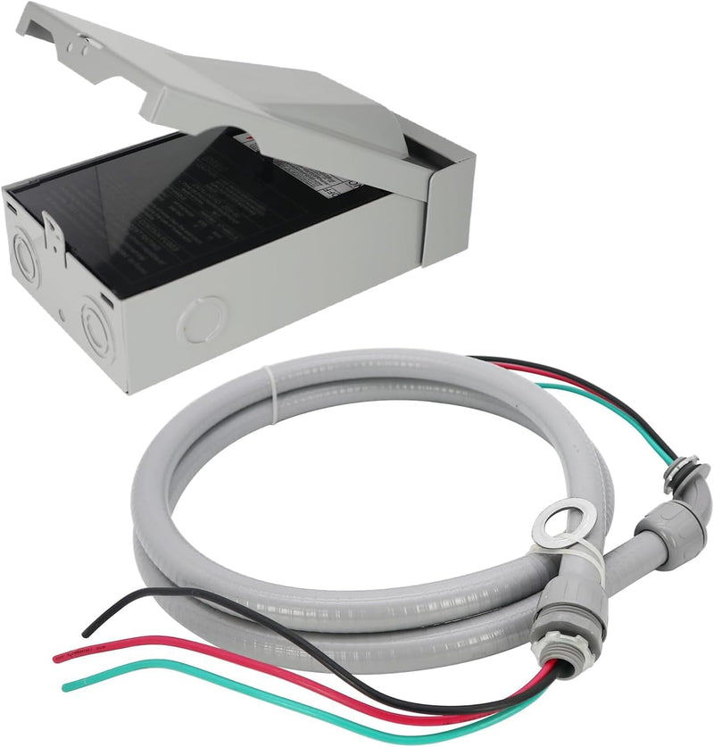 1/2" 6FT, 10THHN Wire-Non-Metallic Connectors, A/C Hook-up Whip Kit,A/C Disconnect Switch with Non-Fused 240V 60A Disconnect Box