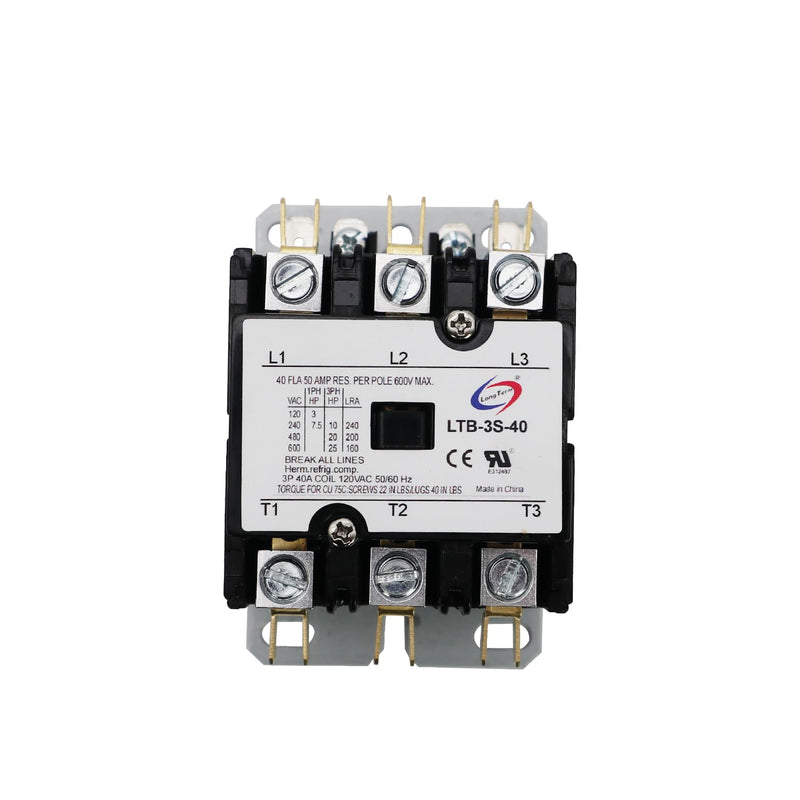 Long Term 3 Pole 40 Amp 120V Coil Definite Purpose Air Conditioner Contactor AC Compressor Contactor Air Conditioner Condenser 3P-40A-120V