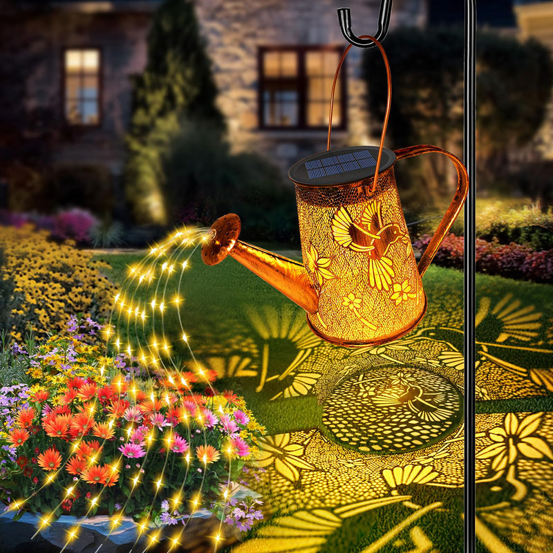 Solar Watering Can Lights, Hummingbird Gifts for Christmas Women Mom Grandma Birthday, Waterproof Outdoor Garden Decor Large Hanging Solar Lanterns Garden Lights for Patio Porch Yard Flowerbed Pathway Warm White Hummingbird-1pack