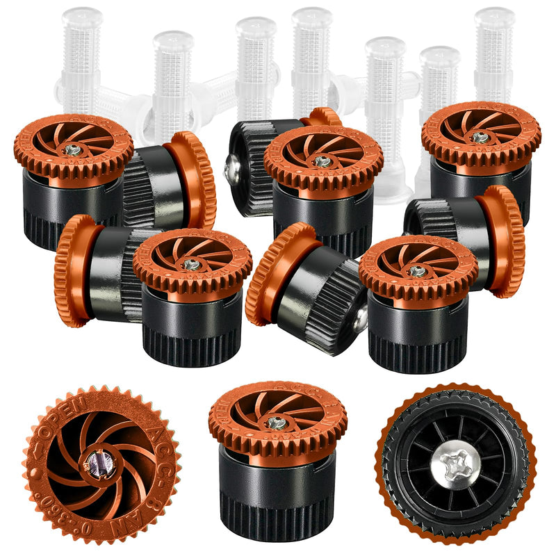 10 Pieces Variable Arc Nozzle, Replacement Pop-up Sprinkler Heads Compatible with Most of Adjustable Pop Up Sprinkler Spray Head for Garden Lawn Irrigation (8AN)