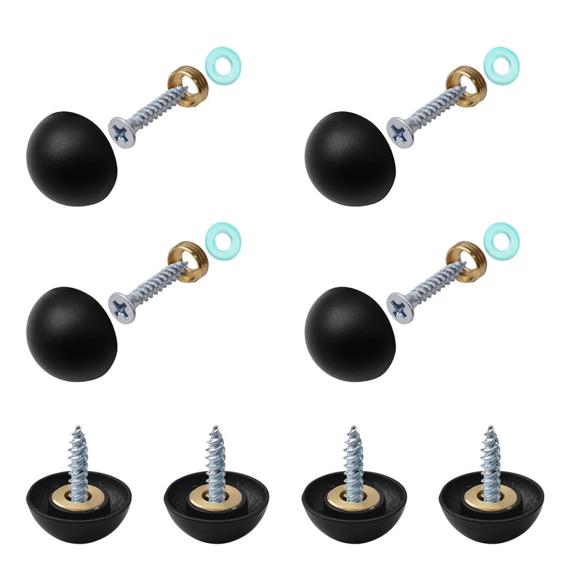 INCREWAY Hemispherical Black Mirror Screws, 20 Sets 18mm Zinc Alloy Thicker Mirror Screws Cap with Decorative Cover Nails