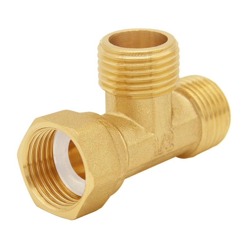 Solid Brass G1/2" 3 Way Diverter Hose Fitting Tee, T Shape Diverter Valve Adapter Connector for Angle Valve Hose, Bath Shower Arm, Toilet Bidet Sprayer Faucet